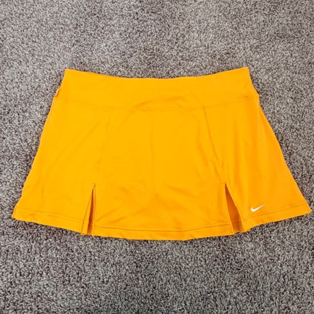Nike FIT DRY Skort Pleats Deep Yellow Swoosh Athletic Tennis Run Women's Large